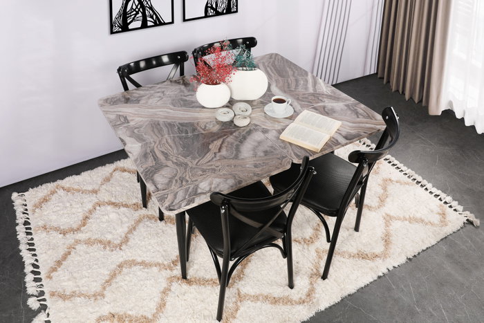 Hanah Home Ekol 1331 V4 Juego de 4 Sillas Negras